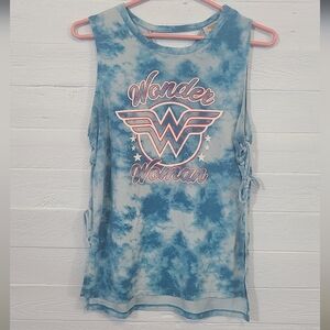 DC Comics Wonder Woman Logo Tie Dye Tank Top Women's Juniors Size Large